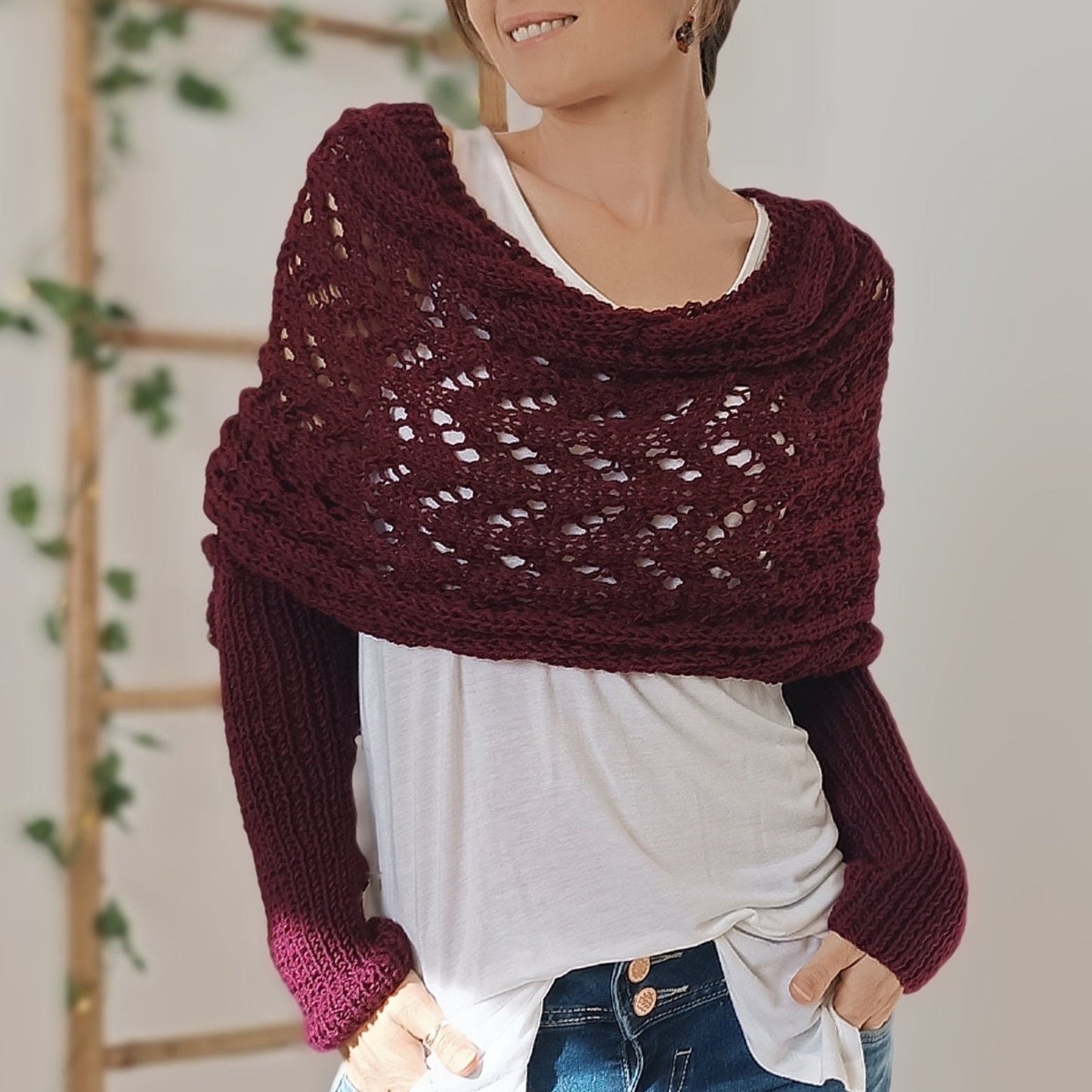 LP | Elegante maglione a portafoglio in maglia con dettaglio traforato