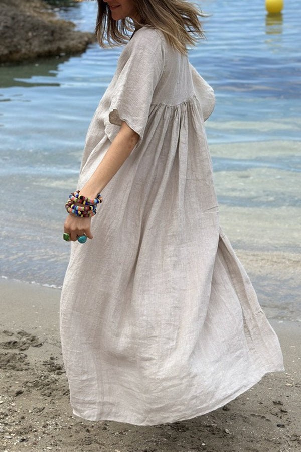 LP | MIRA maxi abito con scollo a V e righe