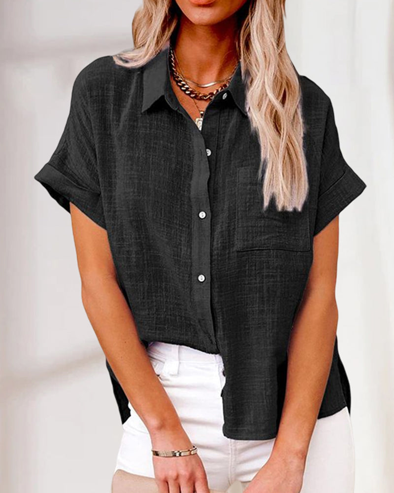 LP | Camicia a maniche corte unicolore con tasche