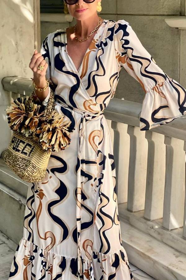 LP | Maxi abito tie-dye bianco e nero