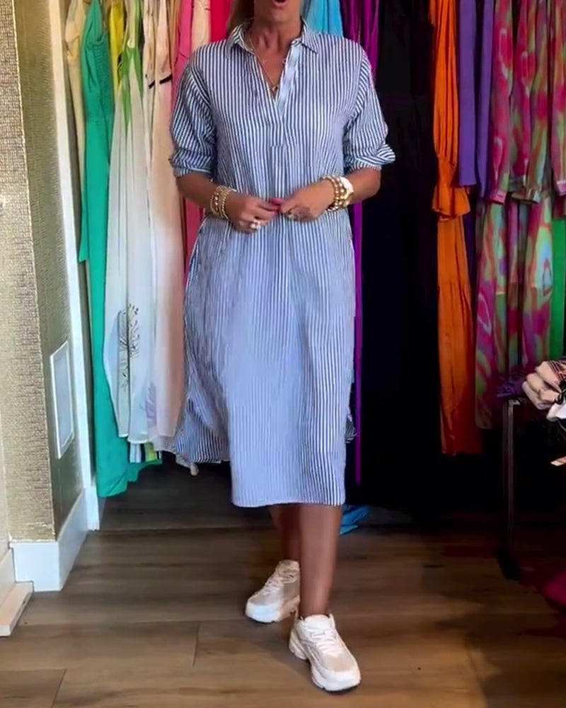 LP | Abito camicia a righe con collo a bavero