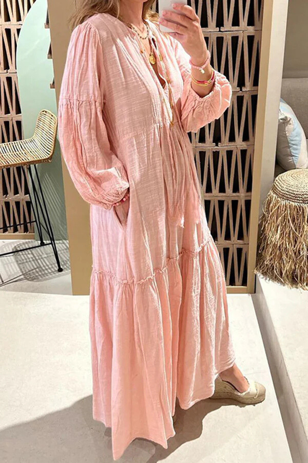 LP | Portami a Cabo Stampa etnica unica Pulsante Camicia allentata Midi Dress