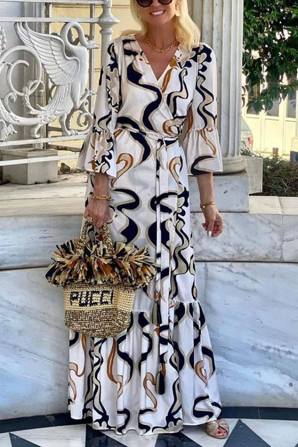 LP | Maxi abito tie-dye bianco e nero