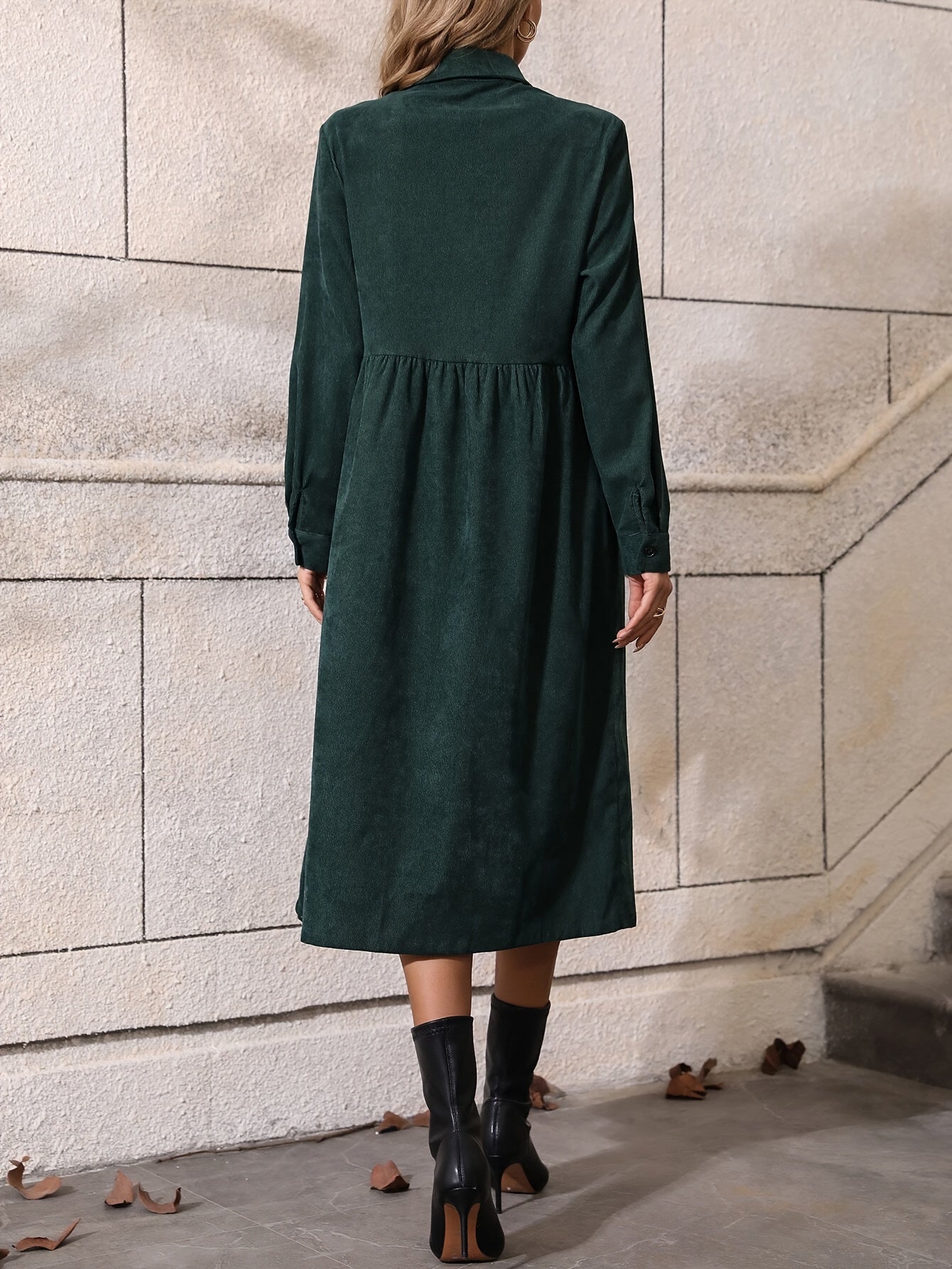 LP | Elegante abito a camicia lungo con chiusura a bottoni