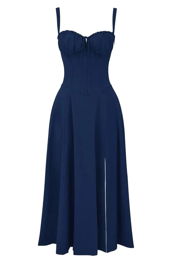 LP | Abito bustier con motivo floreale e cintura in vita