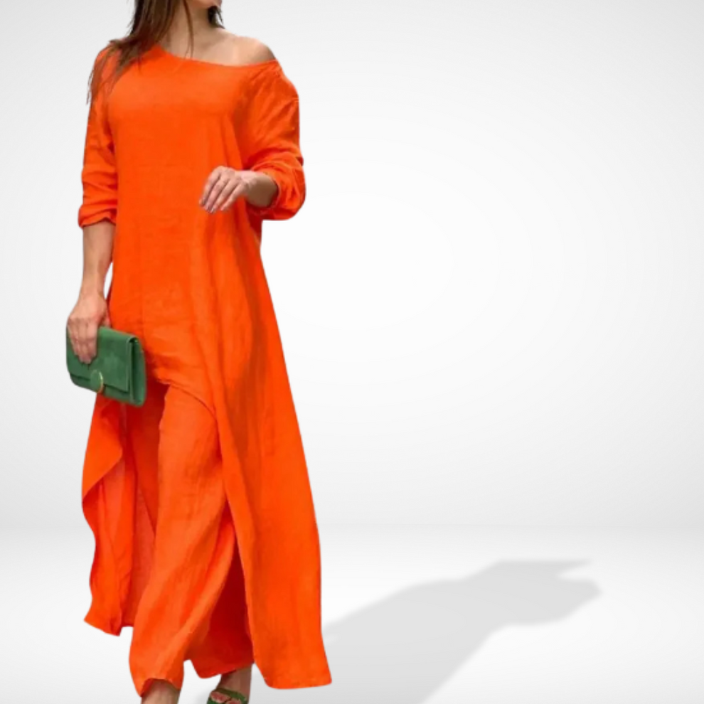 LP | Completo da donna con camicetta asimmetrica e pantaloni larghi