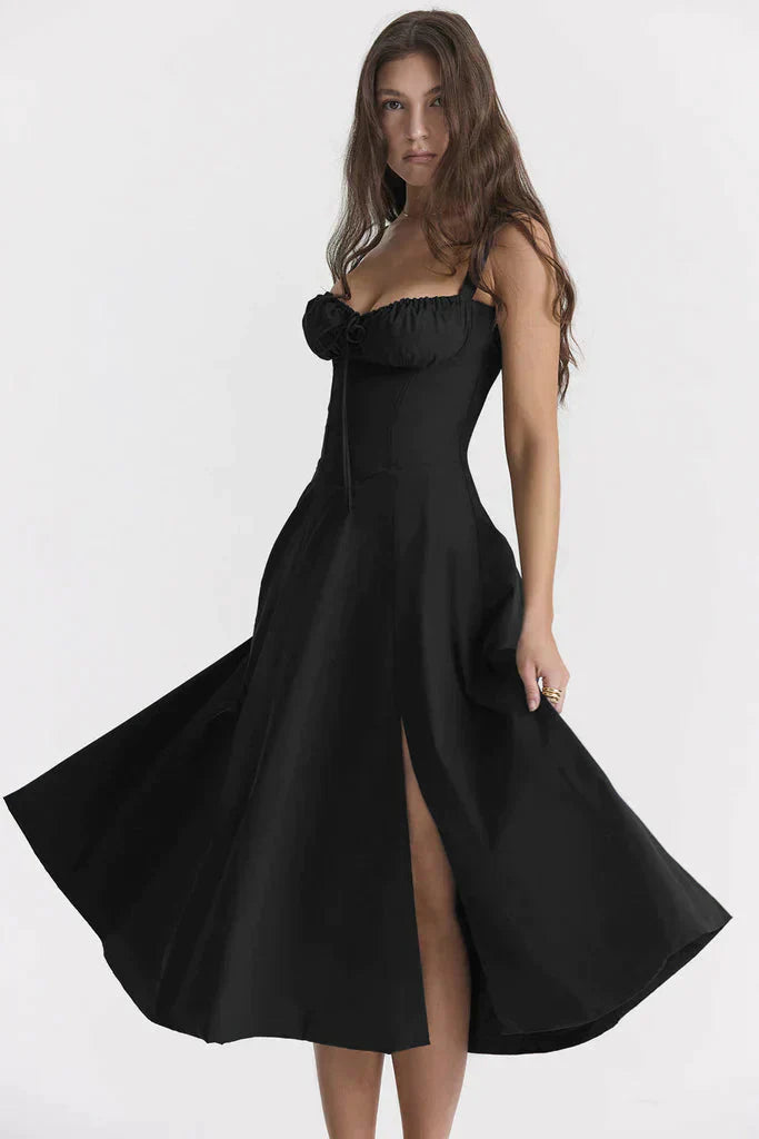 LP | Abito bustier con motivo floreale e cintura in vita