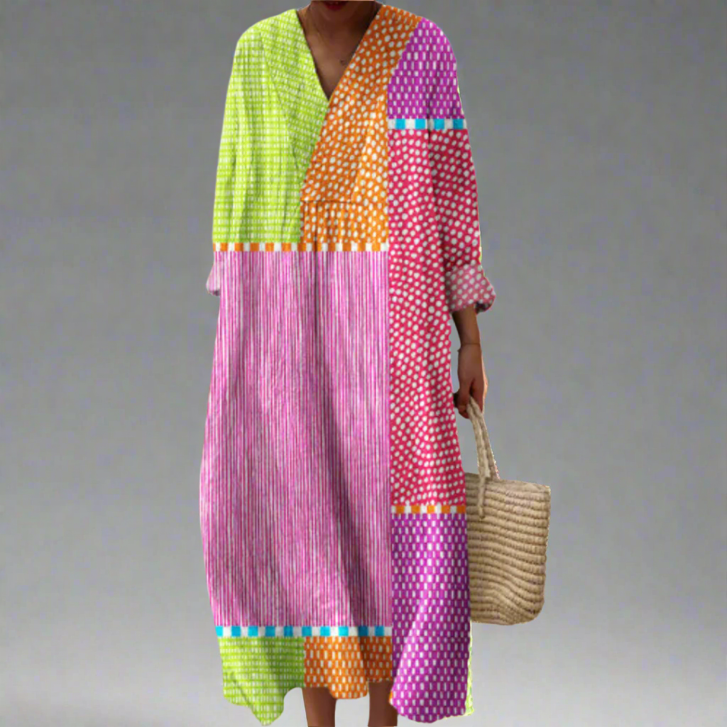 LP | Maxi abito patchwork a pois