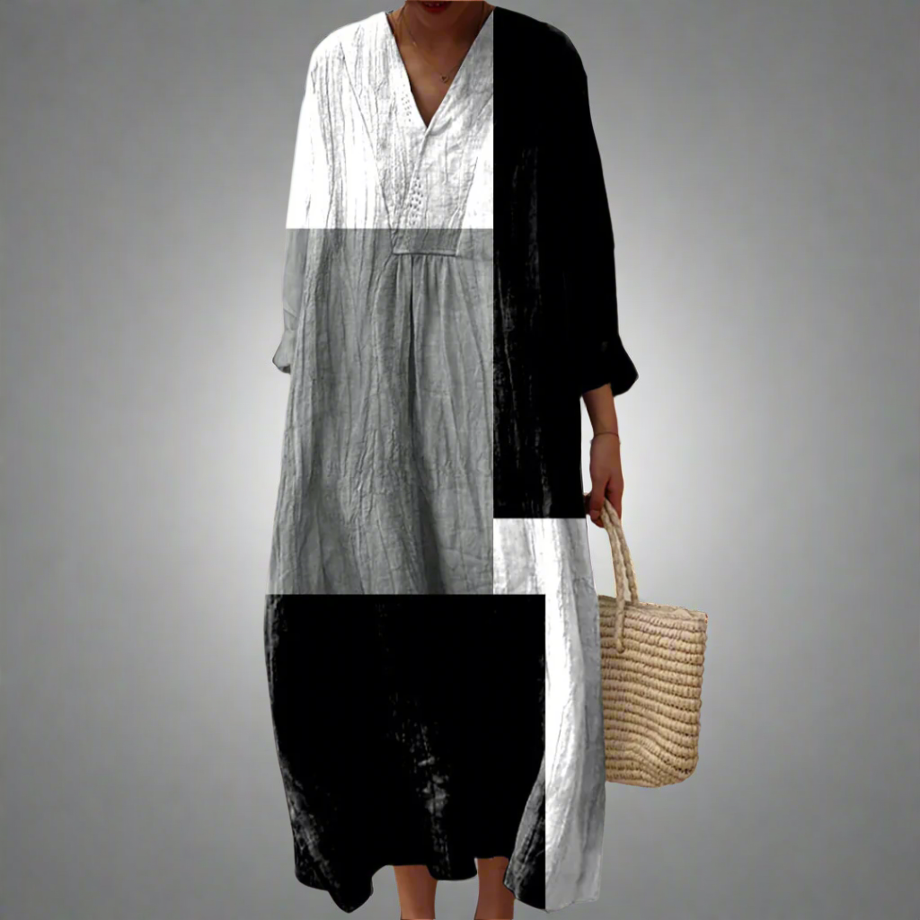 LP | Maxi abito in patchwork astratto