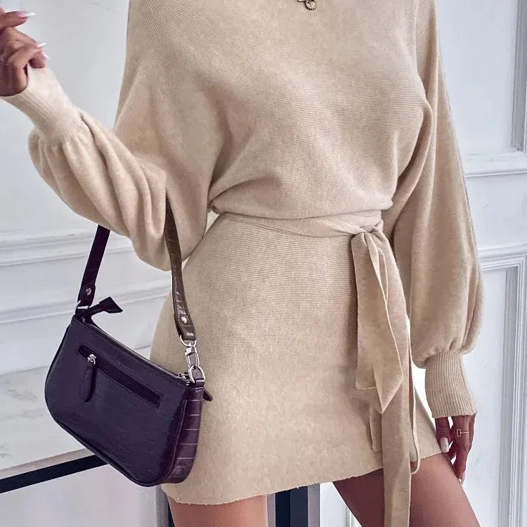 LP | Elegante abito bodycon a maniche lunghe donna mini abito in lana