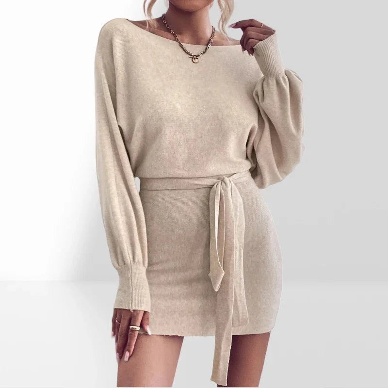 LP | Elegante abito bodycon a maniche lunghe donna mini abito in lana