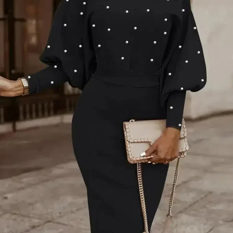 LP | Elegante abito bodycon a maniche lunghe donna mini abito in lana