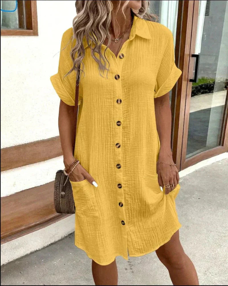 LP | Signore, abito camicia in cotone e lino retrò