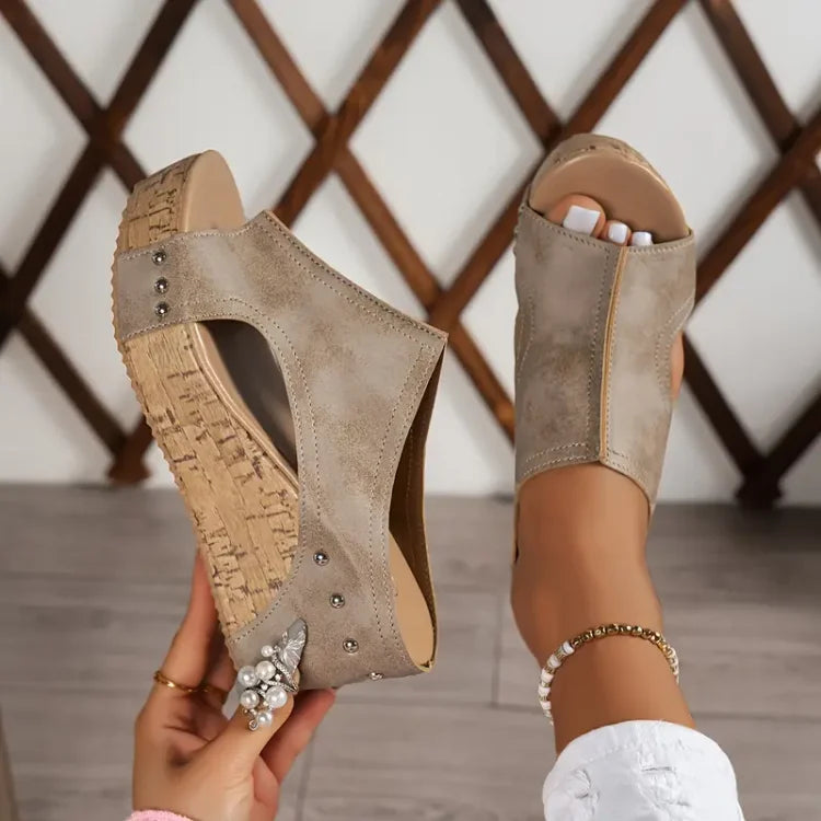 LP | | Sandali con plateau in pelle