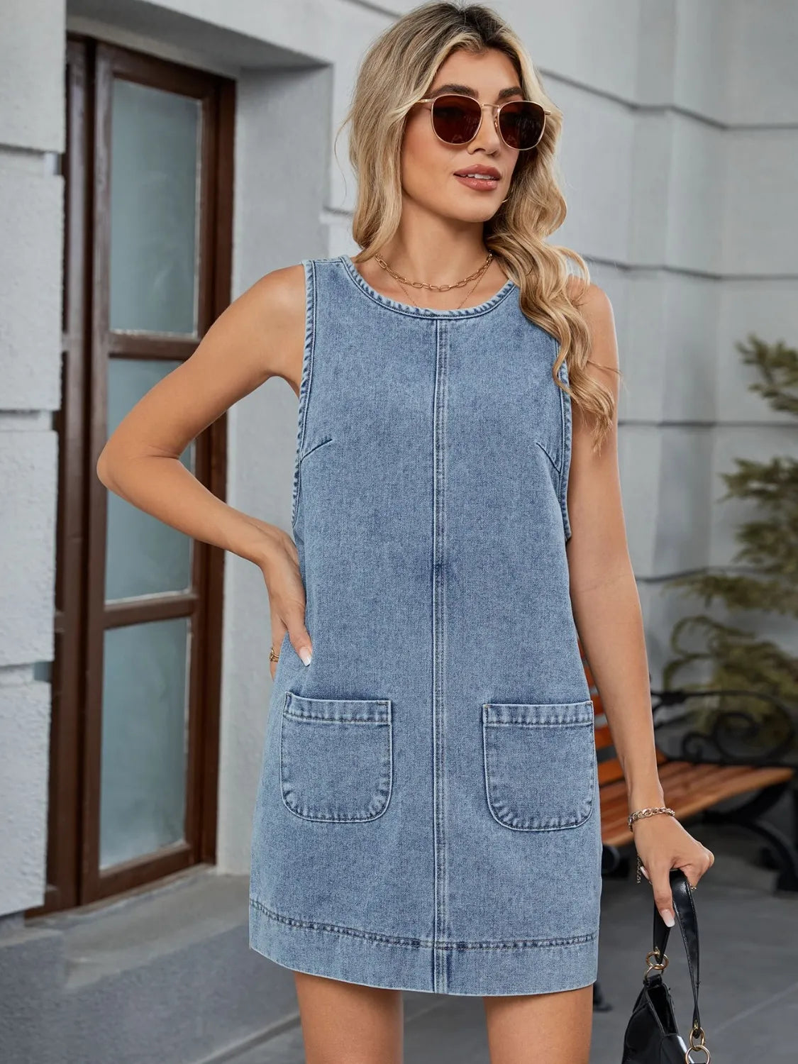 LP | Abito tuta in denim con scollo rotondo