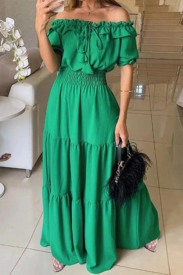 LP | Ammetti i tuoi sentimenti Maxi abito off-the-shoulder con vita smocked