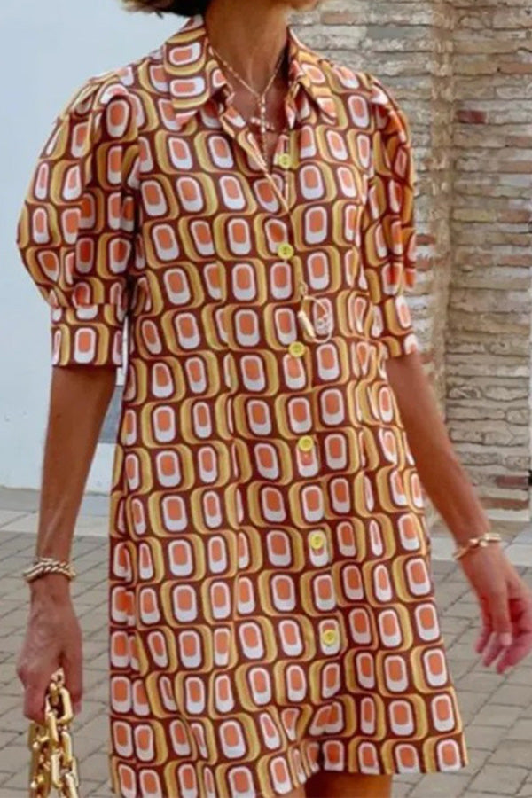 LP | Moda casual abito camicia a quadri con mezze maniche