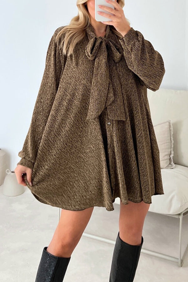 LP | DEMI ABITO CAMICIA CON COLLO A FIOCCO IN ORO METALLIZZATO