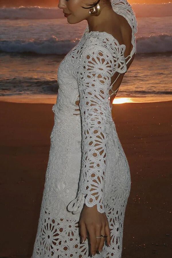 LP | Forever Sunsets Maxi abito copricostume allacciato all'uncinetto sul retro