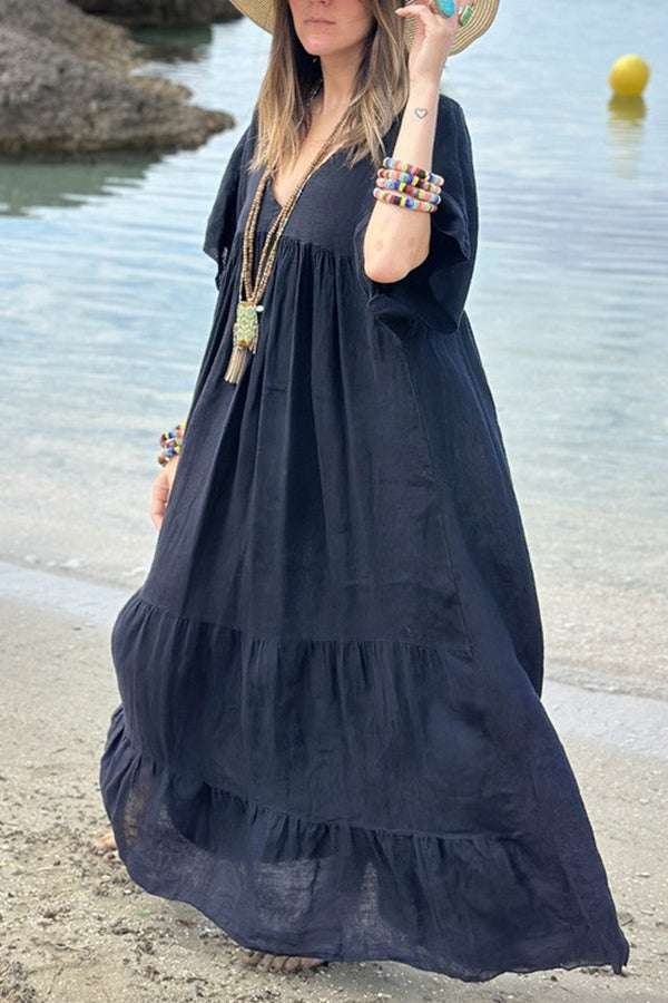 LP | MIRA maxi abito con scollo a V e righe