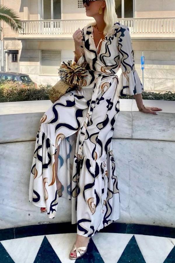 LP | Maxi abito tie-dye bianco e nero