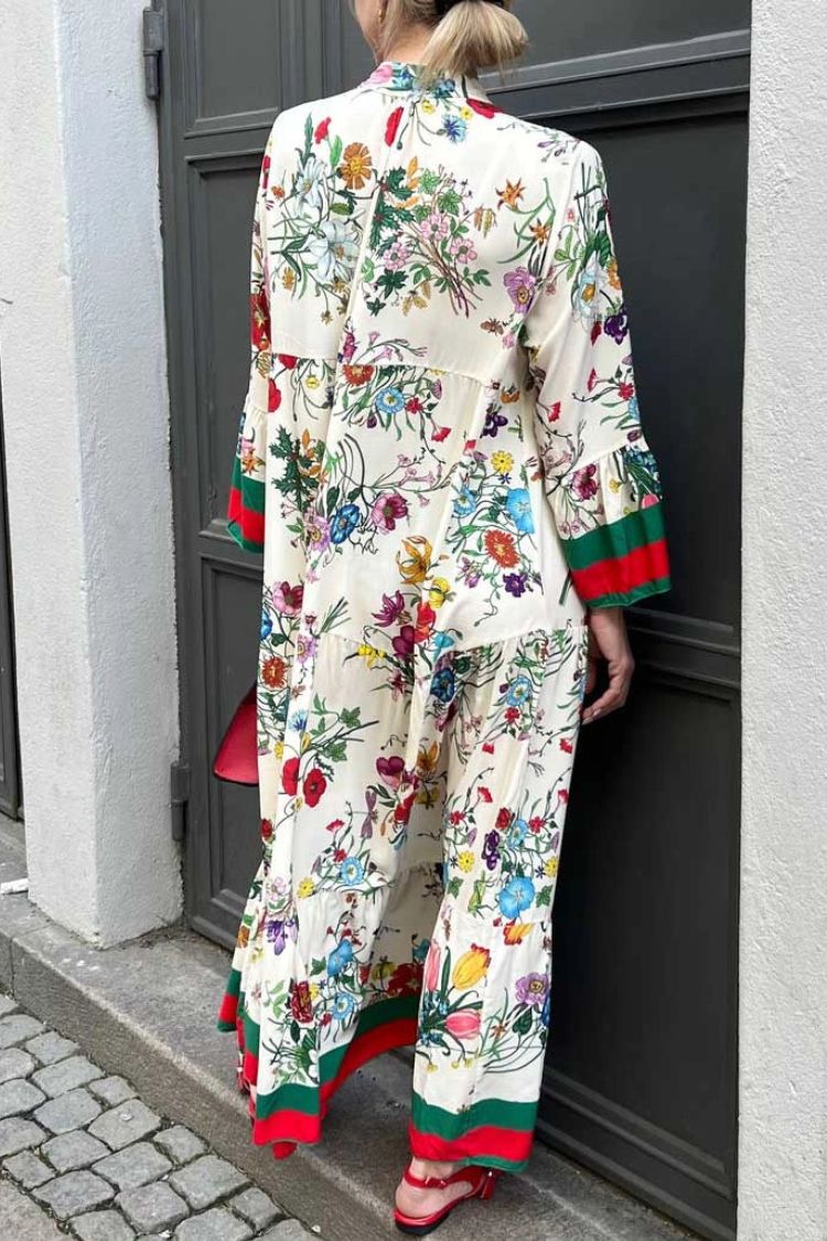 LP | Resort - Maxi abito con stampa floreale e maniche a campana