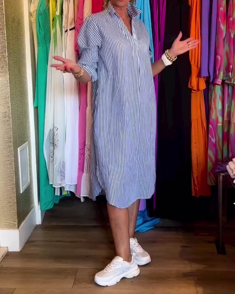 LP | Abito camicia a righe con collo a bavero