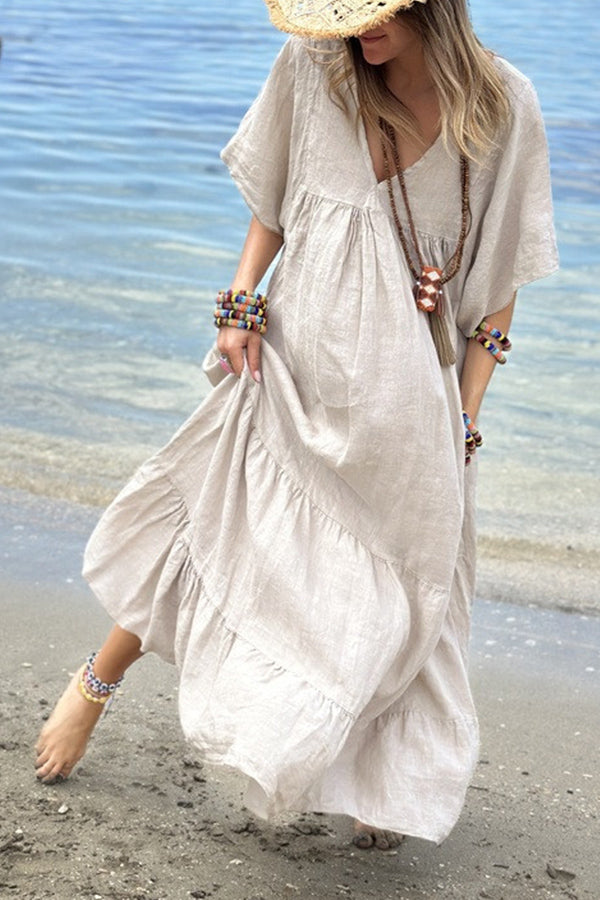 LP | MIRA maxi abito con scollo a V e righe