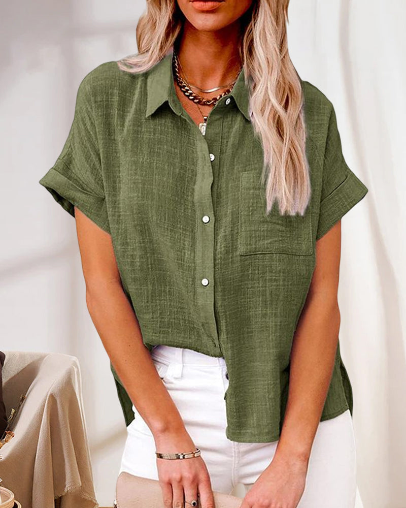 LP | Camicia a maniche corte unicolore con tasche