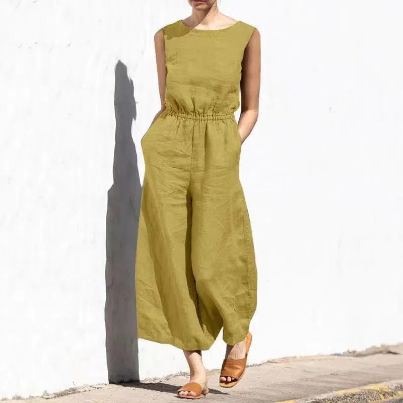 LP | Tuta casual in cotone e lino con scollo rotondo
