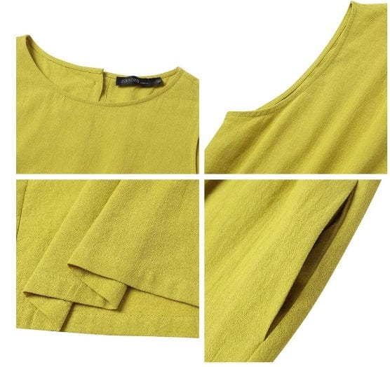 LP | Tuta casual in cotone e lino con scollo rotondo