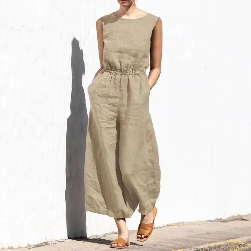 LP | Tuta casual in cotone e lino con scollo rotondo