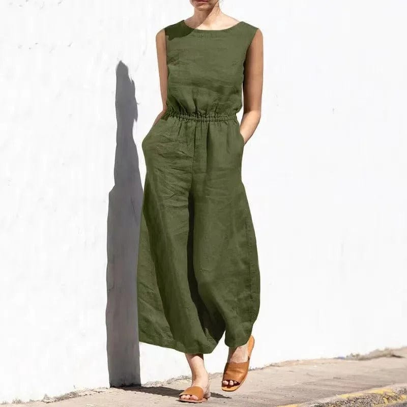 LP | Tuta casual in cotone e lino con scollo rotondo