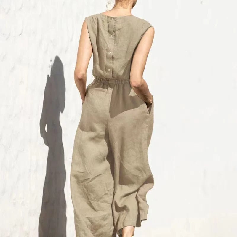 LP | Tuta casual in cotone e lino con scollo rotondo