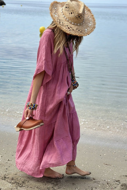 LP | MIRA maxi abito con scollo a V e righe