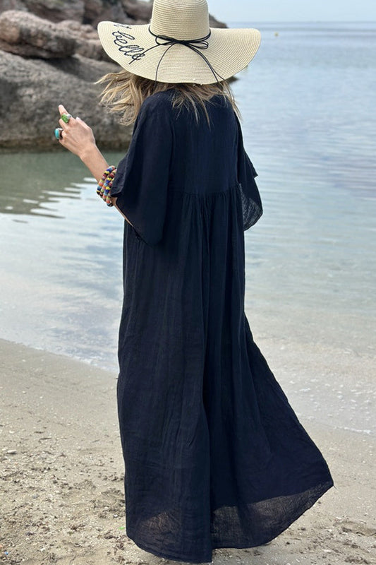 LP | MIRA maxi abito con scollo a V e righe