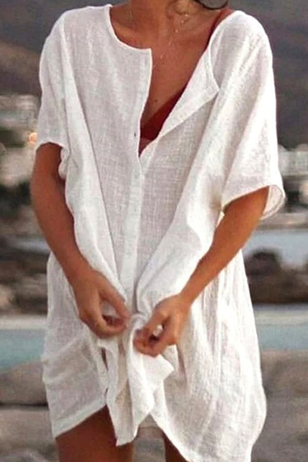LP | Estate Cotone Abiti corti allentati Donne Casual Camicia
