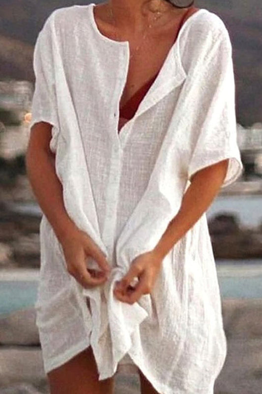LP | Estate Cotone Abiti corti allentati Donne Casual Camicia