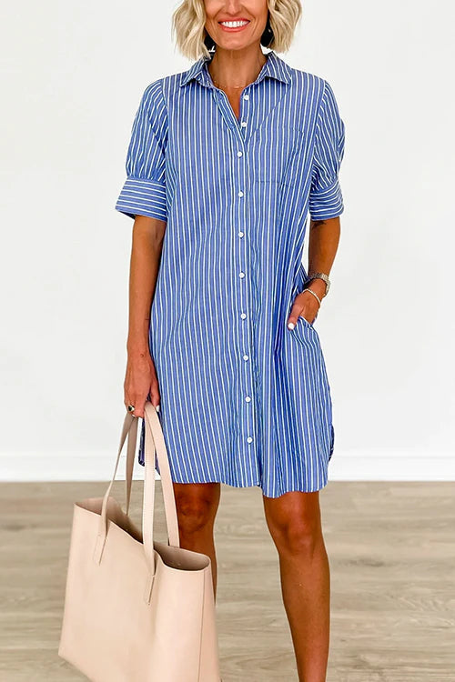LP | Down Abito camicia a maniche corte a righe