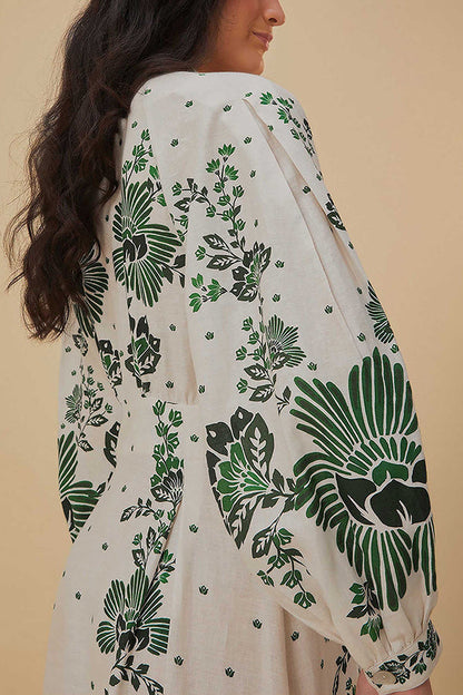 LP | Stampa unica Pulsante giù camicia a maniche lunghe Maxi Dress