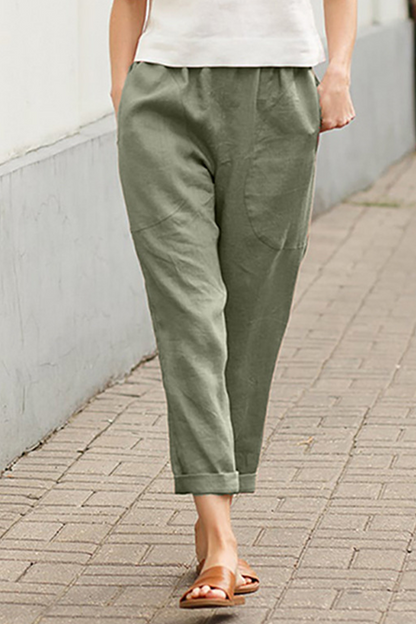 LP | Pantaloni casual a vita media a tinta unita (7 colori)
