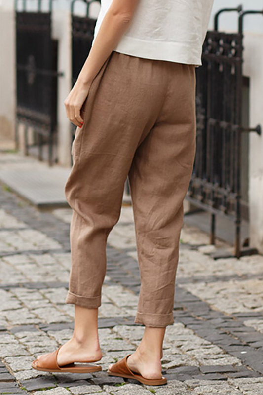 LP | Pantaloni casual a vita media a tinta unita (7 colori)