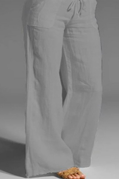 LP | Casual solido sciolto metà vita pantaloni gamba larga (8 colori)