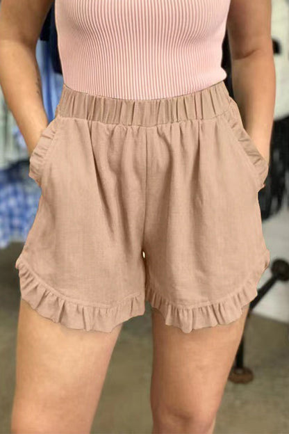 LP | Pantaloni casual tascabili solidi allentati a vita alta e a gamba larga