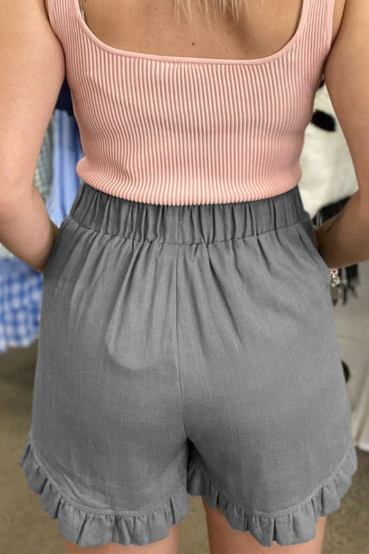 LP | Pantaloni casual tascabili solidi allentati a vita alta e a gamba larga