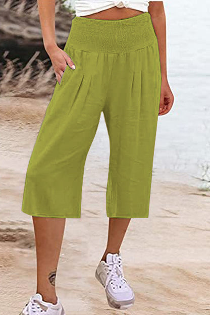 LP | Borsa solida casual e semplice allentata a vita alta a gamba larga Pantaloni tinta unita (15 colori)