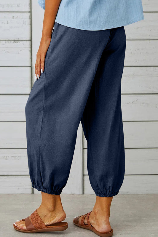 LP | Tasca solida casual allentata a vita alta gamba larga pantaloni di colore solido (10 colori)