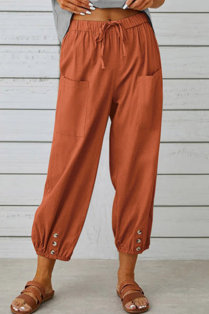 LP | Tasca solida casual allentata a vita alta gamba larga pantaloni di colore solido (10 colori)