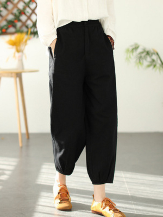 LP | Donne Moda Casual Vita Elastica Allentata Pantaloni lunghi Harem Bottom