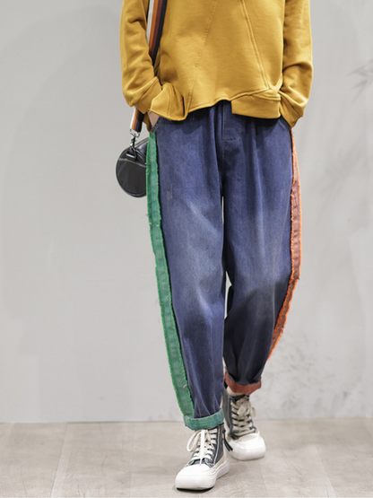 LP | Casual Vintage Allentato Fit Patch Denim Bottom Jeans Pantaloni